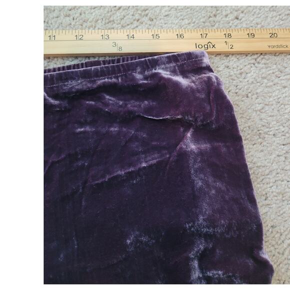 Eileen Fisher Crushed Velvet Wide Leg Pant Purple Silk Blend Petite Large Hemmed - Picture 5 of 10